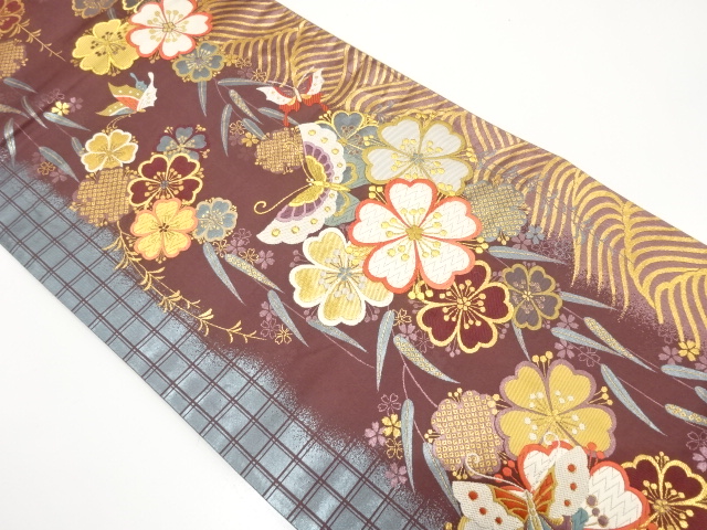 JAPANESE FUKURO OBI FOR FURISODE / WOVEN WEEPING SAKURA